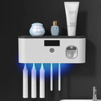 Intelligent UV toothbrush sterilizer with automatic toothpaste dispenser