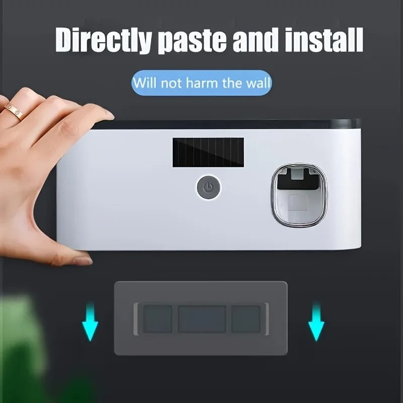 Intelligent UV toothbrush sterilizer with automatic toothpaste dispenser